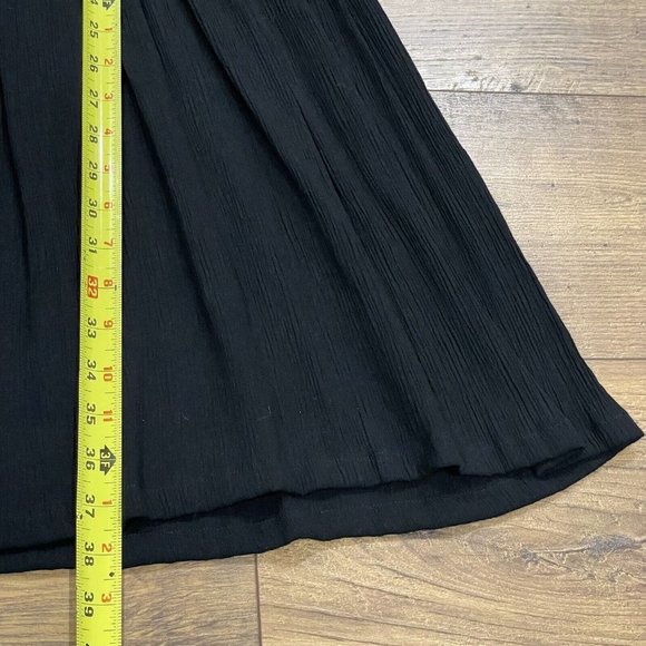 Vintage Patchwork Dress Womens M Multicolor Black Crinkle Textured Button Boho - Picture 11 of 12